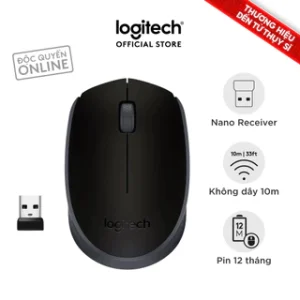 Chuột không dây Logitech B170 - USB, nhỏ gọn, thuận cả 2 tay, phù hợp PC/Laptop